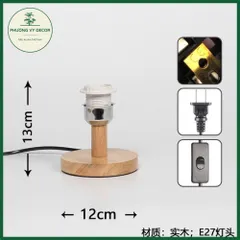 Đế đèn gỗ để bàn có chế độ chỉnh sáng - Đèn ngủ trang trí độc đáo, gần gũi thiên nhiên, Phương Vy Decor