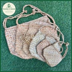 Túi Cói Đựng Đồ Đi Chợ - Bị Cói Handmade Thân Thiện Môi Trường, Trang Trí Độc Đáo, Màu Cói Tự Nhiên