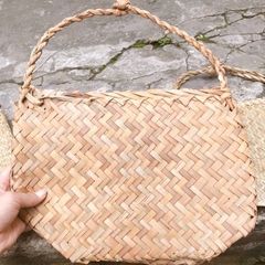 Túi Cói Đựng Đồ Đi Chợ - Bị Cói Handmade Thân Thiện Môi Trường, Trang Trí Độc Đáo, Màu Cói Tự Nhiên