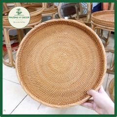 Bàn trà mây trang trí nhà cửa - Bàn mây tròn 37x35cm cho ban công, sân vườn, quán cafe - Phương Vy Decor siêu đẹp và bền chắc