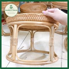 Bàn trà mây trang trí nhà cửa - Bàn mây tròn 37x35cm cho ban công, sân vườn, quán cafe - Phương Vy Decor siêu đẹp và bền chắc