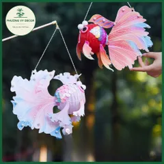 Đèn Lồng Trung Thu Hình Cá Nhiều Màu - Đèn Trang Trí Tết Trung Thu Thủ Công Phương Vy Decor, Cá Koi Phát Sáng Cầm Tay
