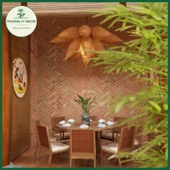 Combo 10 Chao Đèn Hình Đó Bắt Cá Trang Trí Nhà Hàng, Khách Sạn, Homestay - Đèn Chùm Tre Tự Nhiên 2 Màu Phương Vy Decor