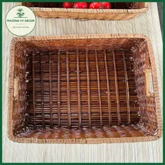 Giỏ Mây Để Trái Cây và Trang Trí Đa Năng - Khay Mây Phương Vy Decor, Kích Thước 37x27x10cm, Chất Liệu Mây Tự Nhiên