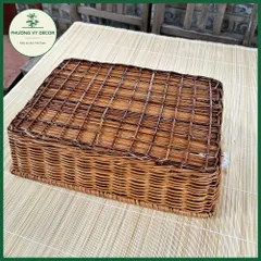 Giỏ Mây Để Trái Cây và Trang Trí Đa Năng - Khay Mây Phương Vy Decor, Kích Thước 37x27x10cm, Chất Liệu Mây Tự Nhiên