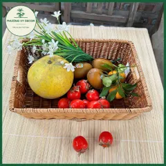 Giỏ Mây Để Trái Cây và Trang Trí Đa Năng - Khay Mây Phương Vy Decor, Kích Thước 37x27x10cm, Chất Liệu Mây Tự Nhiên