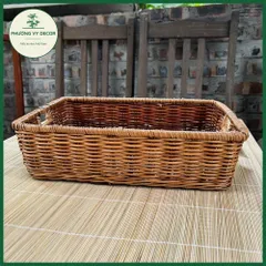 Giỏ Mây Để Trái Cây và Trang Trí Đa Năng - Khay Mây Phương Vy Decor, Kích Thước 37x27x10cm, Chất Liệu Mây Tự Nhiên
