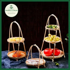 Kệ Mẹt Tre Tròn Nhiều Tầng - Bộ 3 Kệ 1, 2, 3 Tầng Trang Trí Bàn Ăn, Đựng Đồ Ăn, Decor Sự Kiện, Thiết Kế Tự Nhiên