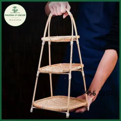 Kệ Mẹt Tre Tròn Nhiều Tầng - Bộ 3 Kệ 1, 2, 3 Tầng Trang Trí Bàn Ăn, Đựng Đồ Ăn, Decor Sự Kiện, Thiết Kế Tự Nhiên