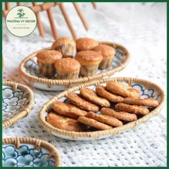 Đĩa Sứ Viền Mây Hình Bầu Dục Đựng Bánh Kẹo - Phụ Kiện Chụp Ảnh Món Ăn Độc Đáo từ Phương Vy Decor