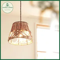Chao đèn mây đan nghệ thuật trang trí nhà hàng, homstay xinh xắn Phương Vy Decor