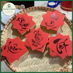 Thẻ Giấy Thư Pháp Đỏ - Trang Trí Tết Cổ Truyền và Tiệc, Kích Thước Đa Dạng - Phương Vy Decor