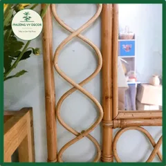 Gương mây decor gương trang điểm treo tường, gương vuông mây tre đan kích thước gương 60cm hàng xuất khẩu