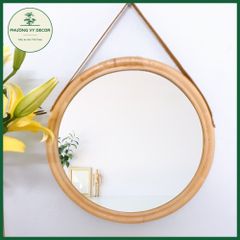 Gương Mây Treo Tường Hình Tròn - Trang Trí Nhà Cửa & Khách Sạn Từ Nguyên Liệu Tự Nhiên, Đường Kính 40cm & 52cm