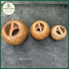 Đèn Lồng Tre Thả Trần Trang Trí Quán Ăn, Cafe, Sân Vườn - Chao Đèn Mây Tre Xinh Xắn, Nghệ Thuật Gần Gũi Thiên Nhiên