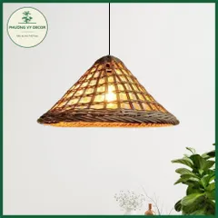 Chao Đèn Mây Hình Nón Đan Thưa - Trang Trí Nhà Cửa, Quán Ăn, Cafe, Sự Kiện - Kiểu Dáng Mộc Mạc, Thân Thiện Với Môi Trường