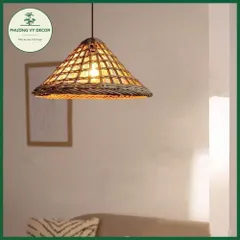 Chao Đèn Mây Hình Nón Đan Thưa - Trang Trí Nhà Cửa, Quán Ăn, Cafe, Sự Kiện - Kiểu Dáng Mộc Mạc, Thân Thiện Với Môi Trường