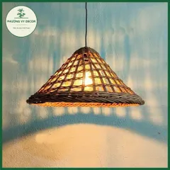 Chao Đèn Mây Hình Nón Đan Thưa - Trang Trí Nhà Cửa, Quán Ăn, Cafe, Sự Kiện - Kiểu Dáng Mộc Mạc, Thân Thiện Với Môi Trường