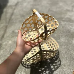 Làn tre hình yên ngựa trang trí, bày hoa quả ban thờ thần tài Phương Vy Decor