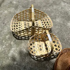 Làn tre hình yên ngựa trang trí, bày hoa quả ban thờ thần tài Phương Vy Decor