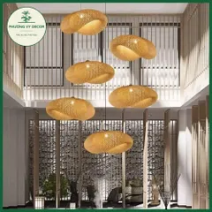 Đèn thả trần mây tre hình đám mây - Trang trí nhà ở, quán cà phê, homestay - Phương Vy Decor, sang trọng và gần gũi thiên nhiên