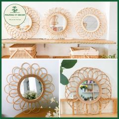 Gương Treo Tường Mây Tre Hình Tròn - Trang Trí Nhà Cửa Sang Trọng, Nhiều Mẫu Xinh Xắn, Đan Thủ Công Từ Tre và Mây
