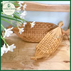 Thuyền Tre Trang Trí Bàn Thờ Thần Tài - Đồ Đựng Hoa Quả, Gia Vị Thủ Công - Size Lớn 36cm, Nhỏ 9.5cm