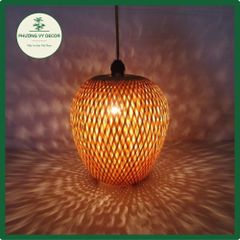 Chao đèn tre hai lớp trang trí - Đèn thả handmade tự nhiên cho phòng khách, phòng ngủ, quán cafe - Phương Vy Decor