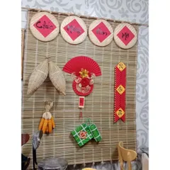 Mành cọ trang trí, mành cọ làm phông nền decor tết