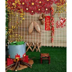 Mành cọ trang trí, mành cọ làm phông nền decor tết