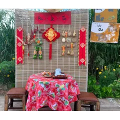 Mành cọ trang trí, mành cọ làm phông nền decor tết