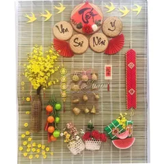 Mành cọ trang trí, mành cọ làm phông nền decor tết