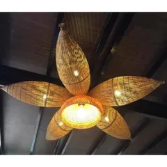 Chao Đèn Tre Trang Trí 15x46cm - Màu Nâu và Trắng, Decor Nhà Cửa Đẹp, Hàng Thủ Công Thân Thiện Với Môi Trường