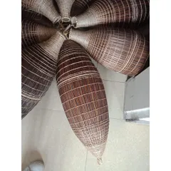 Chao Đèn Tre Trang Trí 15x46cm - Màu Nâu và Trắng, Decor Nhà Cửa Đẹp, Hàng Thủ Công Thân Thiện Với Môi Trường