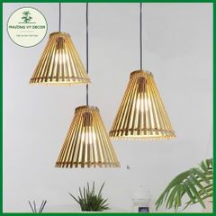 Combo 3 Chao Đèn Thả Trần Hình Nơm Xòe - Trang Trí Nhà Cửa, Quán Ăn, Homestay - Kiểu Dáng Mộc Mạc, Chất Liệu Mây Tre Thân Thiện Với Môi Trường