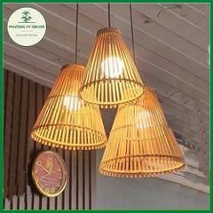 Combo 3 Chao Đèn Thả Trần Hình Nơm Xòe - Trang Trí Nhà Cửa, Quán Ăn, Homestay - Kiểu Dáng Mộc Mạc, Chất Liệu Mây Tre Thân Thiện Với Môi Trường