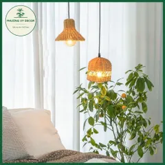 Chao đèn mây tự nhiên nhỏ xinh trang trí nhà cửa - Phong cách mộc mạc vintage cho không gian homestay độc đáo