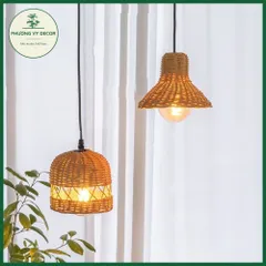 Chao đèn mây tự nhiên nhỏ xinh trang trí nhà cửa - Phong cách mộc mạc vintage cho không gian homestay độc đáo