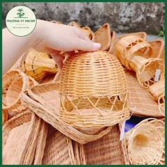 Chao đèn mây tự nhiên nhỏ xinh trang trí nhà cửa - Phong cách mộc mạc vintage cho không gian homestay độc đáo