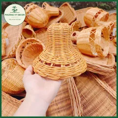 Chao đèn mây tự nhiên nhỏ xinh trang trí nhà cửa - Phong cách mộc mạc vintage cho không gian homestay độc đáo