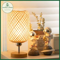 Đèn Ngủ Mây Tre Hình Chữ Nhật - Đèn Bàn Phong Cách Mộc Mạc Tối Giản Trang Trí Nội Thất - Phù Hợp Phòng Khách, Phòng Ngủ