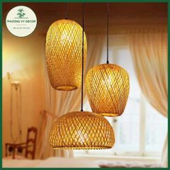 Combo 3 Chao Đèn Trang Trí Nhà Cửa - Hình Nấm, Nhót Dài, Nhót Tròn - Thủ Công Mây Tre Đan Việt Nam