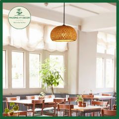 Chao đèn tre hình nấm 2 lớp - Đèn lồng mây tre trang trí nhà cửa, khách sạn, quán cafe - Phương Vy Decor