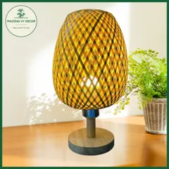 Đèn Ngủ Mây Tre Hình Quả Nhót - Đèn Bàn Trang Trí Phong Cách Mộc Mạc Tối Giản Cho Phòng Khách, Phòng Ngủ