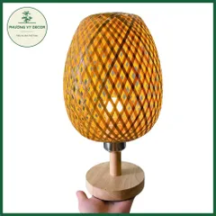 Đèn Ngủ Mây Tre Hình Quả Nhót - Đèn Bàn Trang Trí Phong Cách Mộc Mạc Tối Giản Cho Phòng Khách, Phòng Ngủ