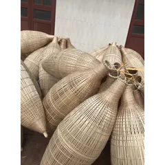 Chao Đèn Trang Trí Nhà Hàng Quán Cà Phê - Đèn Thủ Công Từ Nan Tre - Phong Cách Dân Tộc Độc Đáo 14cm x 46cm