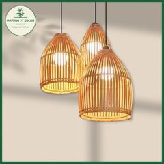 Combo 3 Chao Đèn Thả Trần Nơm Khum Mây Tre - Trang Trí Nhà Cửa, Homestay, Quán Ăn - Kiểu Dáng Xinh Xắn, Thân Thiện Với Môi Trường