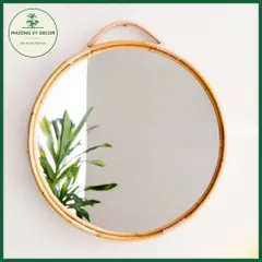 Gương mây song cật hình tròn có quai trang trí nhà cửa hàng xuất dư Phương Vy Decor