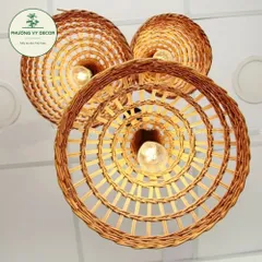 Chao Đèn Thả Trần Hình Nón Mây Đan Thưa - Trang Trí Quán Cafe & Nhà Cửa Nghệ Thuật Phương Vy Decor