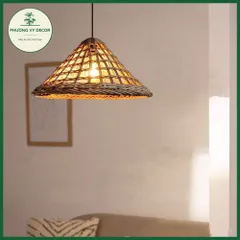 Chao Đèn Thả Trần Hình Nón Mây Đan Thưa - Trang Trí Quán Cafe & Nhà Cửa Nghệ Thuật Phương Vy Decor